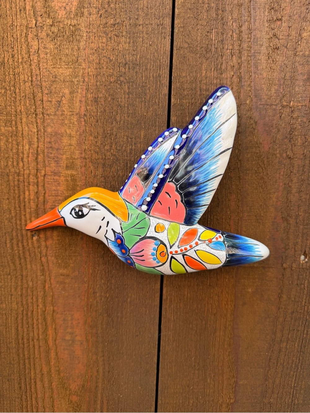 Hand-Painted Talavera Hummingbird Wall Decor Multicolor